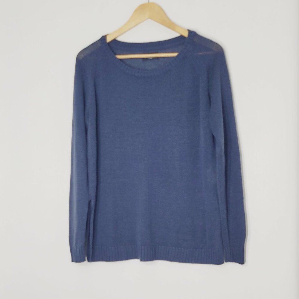 Jacqueline de Yong Women's Blue Crew Neck Pullover Long Sleeve Sweater Size XL